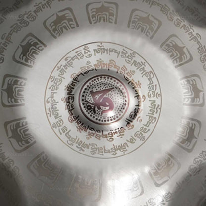 MiSoundofNature Customized Sanskrit F3 22 Inch 14(12+2) Notes Stainless Steel / Nitride Steel Handpan Drum, Available in 432 Hz & 440 Hz