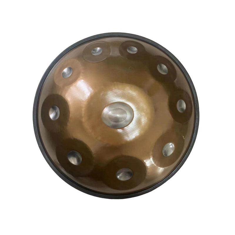 MiSoundofNature Customized King F3 Standard Version 22 Inch 14(12+2) Notes Stainless Steel / Nitride Steel Handpan Drum, Available in 432 Hz and 440 Hz - Gold-plated Sound Area