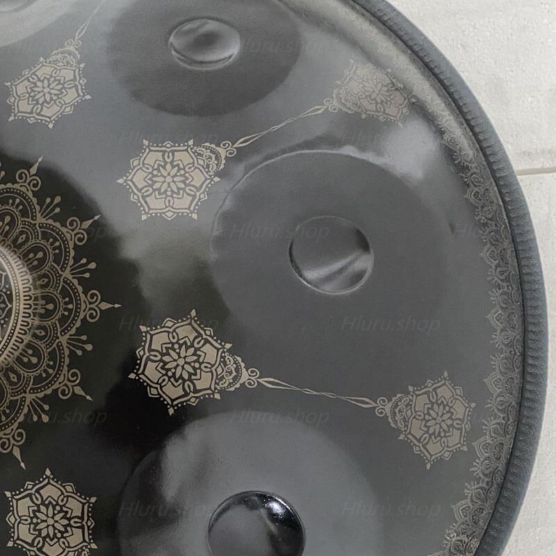 MiSoundofNature Mandala Pattern Handmade Customized Featured F3 Nitride Steel Handpan Drum 22 Inch 9/10/11/12 Notes, Available in 432 Hz and 440 Hz