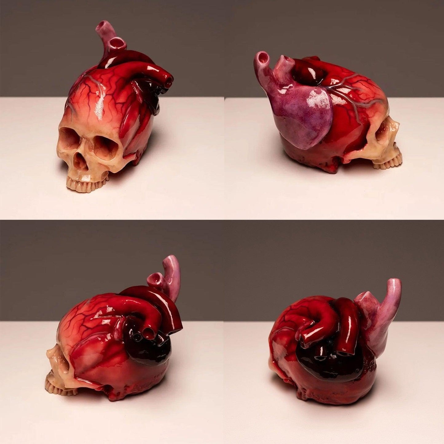 Lighteme Realistic Halloween Heart-Shaped Skull Sculpture