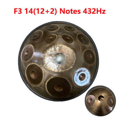 Customized 22 Inch 14(12+2) Notes F3 Ember Steel Handpan Drum, Available in 432 Hz and 440 Hz, High-end Percussion Instrument