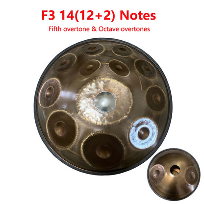 Customized 22 Inch 14(12+2) Notes F3 Ember Steel Handpan Drum, Available in 432 Hz and 440 Hz, High-end Percussion Instrument