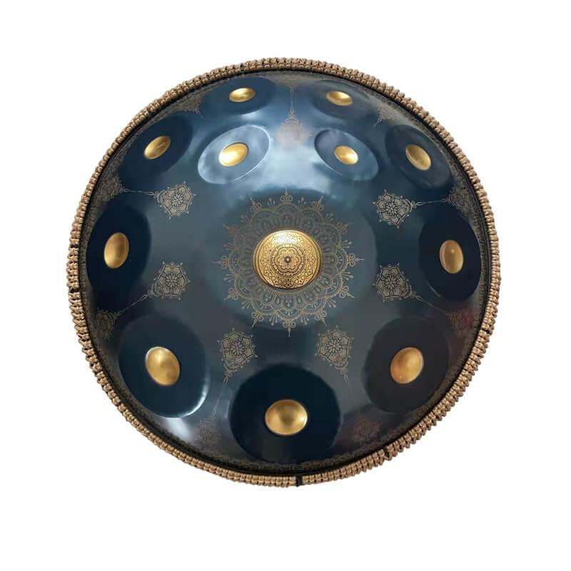 MiSoundofNature Customized Royal Garden Handmade Handpan Drum Hijaz D Minor 22 Inch 9/10/12 Notes Nitride Steel, Available in 432 Hz and 440 Hz