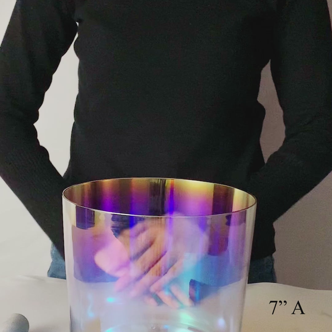 Alchemy Clear Rainbow Crystal Singing Bowls 6" - 9" Quartz Sound Bowl For Chakra Healing Relaxation