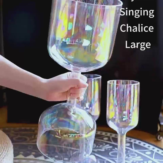 Double Magnetic Crystal Singing Chalice Resonates Longer Rainbow Crystal Singing Bowls
