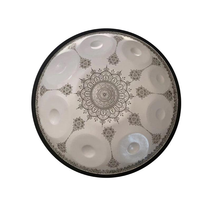 MiSoundofNature Handmade Customized HandPan Drum D Minor Amara Scale 22 Inch 9 Notes Featured, Available in 432 Hz and 440 Hz, High-end Stainless Steel Percussion Instrument - Laser engraved Mandala pattern. Never fade.