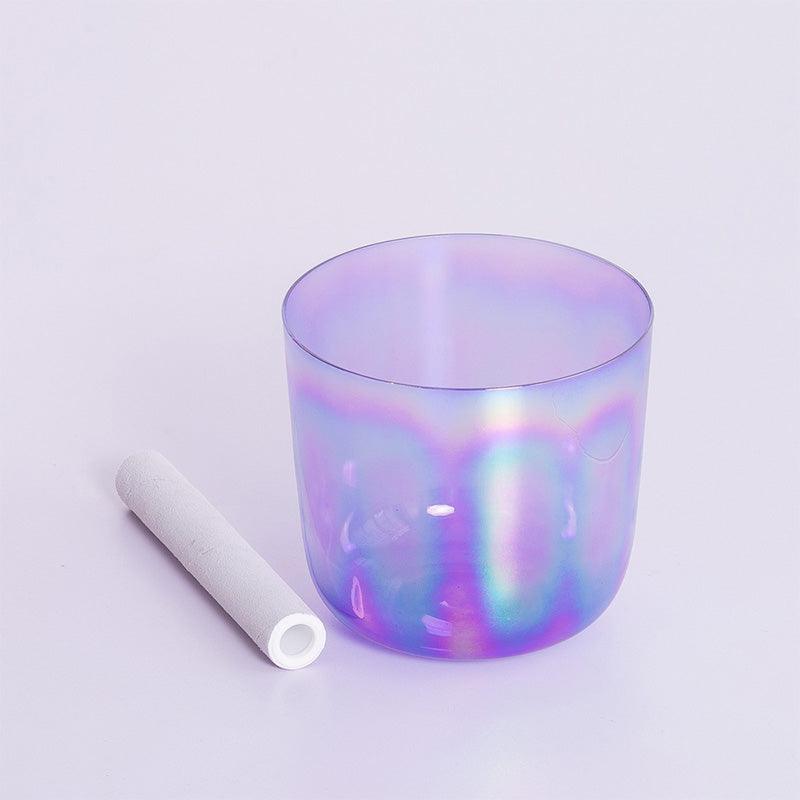 Pure Color Clear Crystal Singing Bowl Alchemy Quartz Sound Bowl, Purple And Yellow - HLURU.SHOP