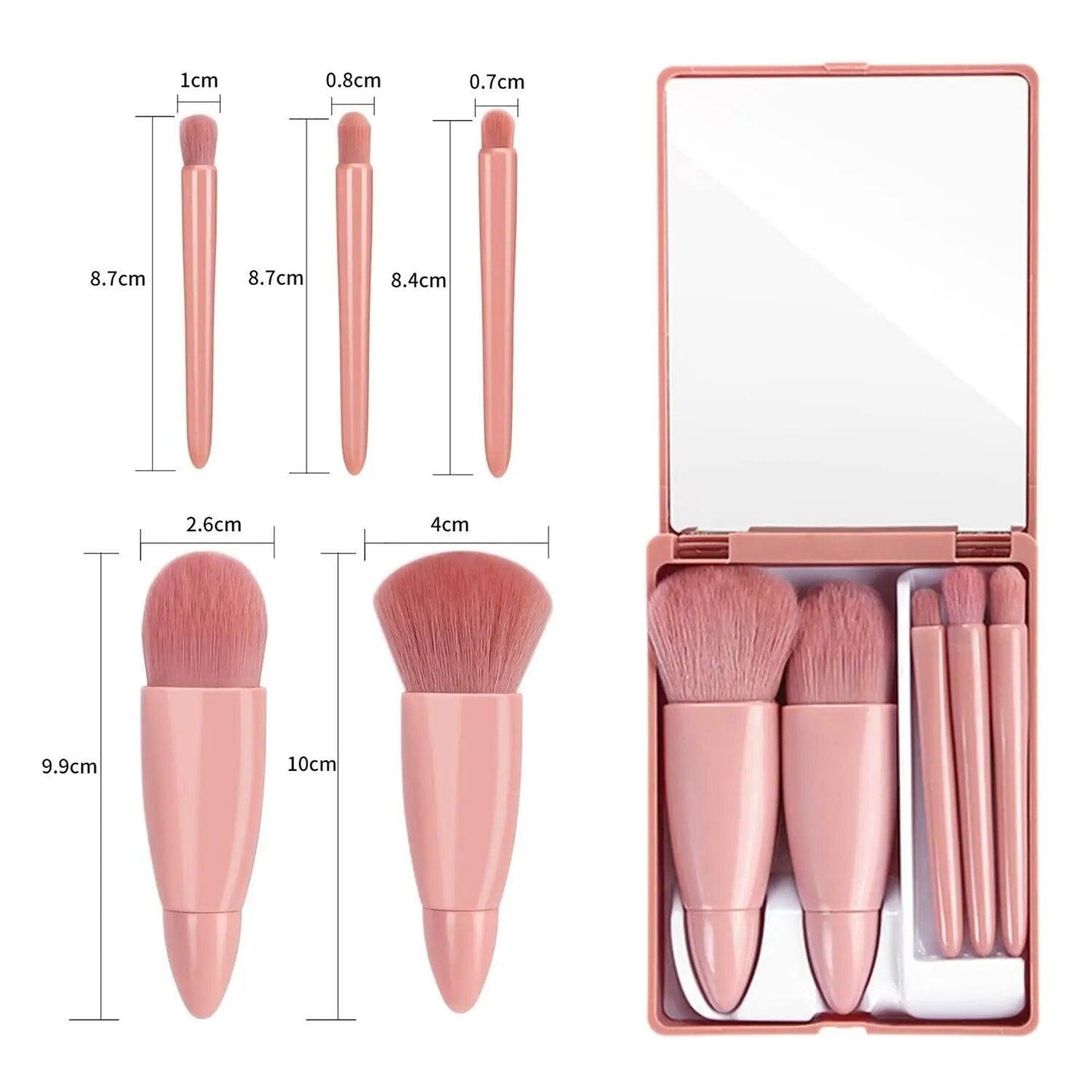 Lighteme 5 in 1 Makeup Brushes Set with Mirror