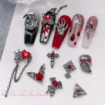 Lighteme 3D Gothic Halloween Nail Charms – Pack of 10