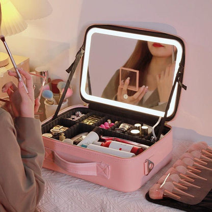 Lighteme LED mirror makeup travel case