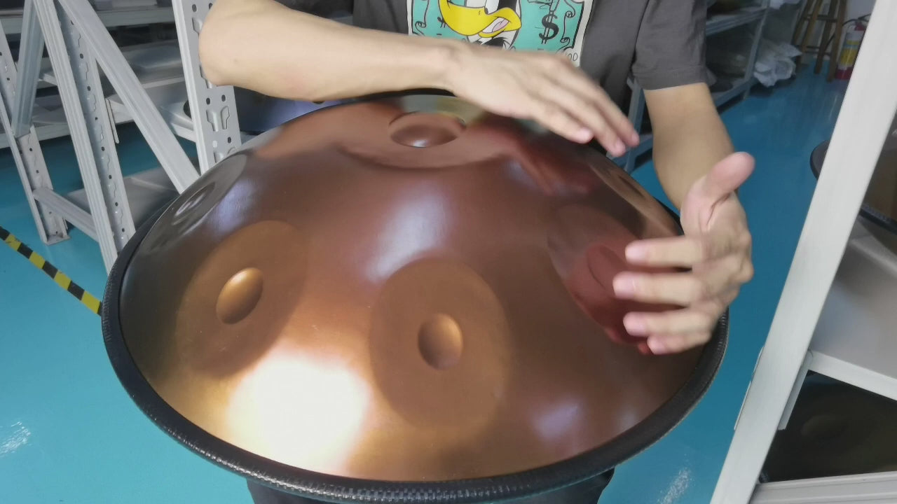 AS TEMAN Handpan Pure Golden 9 Notes D Minor Scale Hangdrum with Gift