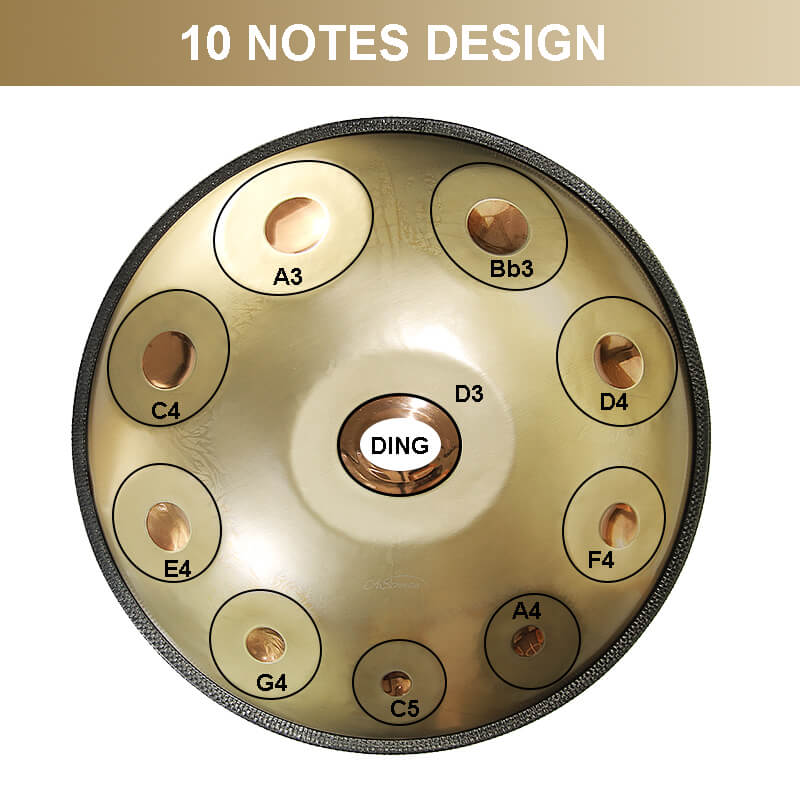 AS TEMAN Handpan Polaris 10 Notes D Minor Scale Golden hangdrum