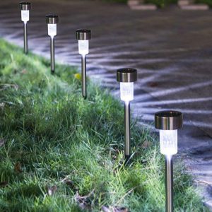 Lighteme 48 Pack Outdoor Stainless Steel Led Solar Power Light Lawn Garden Landscape Pathway