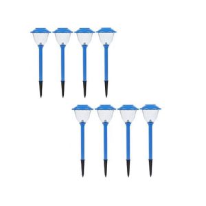 Lighteme 8 Pack Solar Pathway Lights Outdoor-Stainless Steel(Blue)