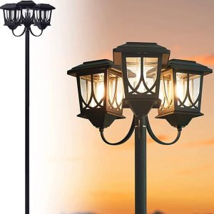 Lighteme Aluminum 74.8 Outdoor Lamp Post Lights .3-Head Waterproof Street Lights 60 Lumen