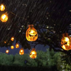 Lighteme 33Ft Solar Powered Pumpkin Halloween String Lights 50 LED with 8 Lighting Modes