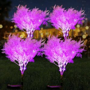 2-Pack - Lighteme Solar Flowers Pink Rime Flower Design. Solar Powered Flowers Light Dusk to Dawn