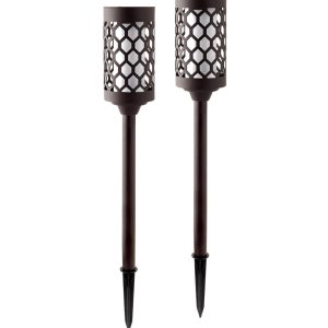 Lighteme High End 20 lumen Solar Pathway Torch Light Die-cast Aluminum and Glass (2-Pack)