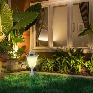 Lighteme 22 Solar Lamp Post Light. Outdoor Fixture with All Weather Aluminum. Motion Activated