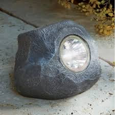 Lighteme Gray Solar Powered 10 Lumen LED Rock Spotlight 4 Pk