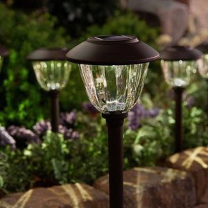 Lighteme 10 Pack Solar Pathway LED Lights Outdoor-15 Lumen