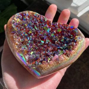 Lighteme Angel Aura Heart Shaped Rainbow Crystal Cluster