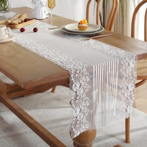 Lighteme Floral Hollow Macrame Table Runner