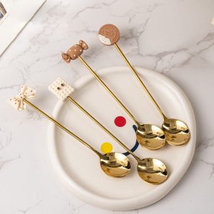 Lighteme Cartoon Snack Stainless Steel Dessert Spoon 4Pcs Set