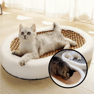Lighteme Plush cat bed with scratchable surface
