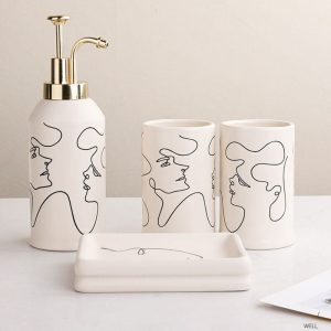 Lighteme Elegant Line Drawing Bathroom Set