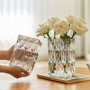Lighteme Embossed Crystal Glass Vase