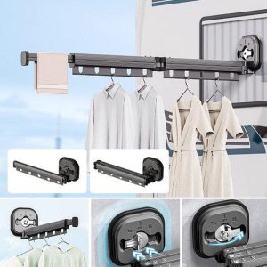Lighteme Suction Cup Clothes Hanger Rack