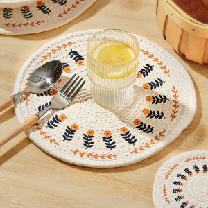 Lighteme Floral Cotton Linen Woven Placemat