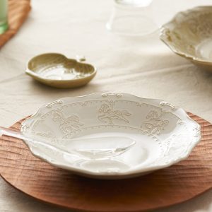 Lighteme French Embossed Ceramic Soup Plate