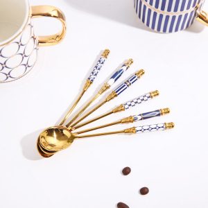 Lighteme Glorious Ceramic Handle Dessert Spoon & Fork