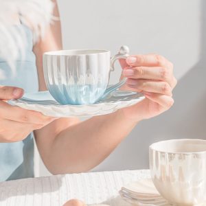Lighteme Gradient Pearl Shell Cup And Saucer