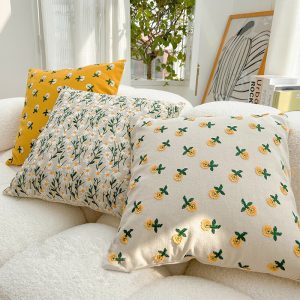 Lighteme Pastoral Floral Embroidered Throw Pillow Cover