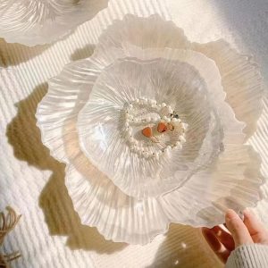 Lighteme Pearlescent Flower-Shaped Glass Storage