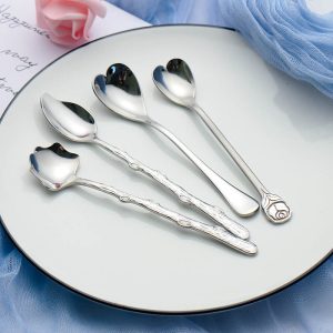 Lighteme Plant Shape Stainless Steel Dessert Spoon Set