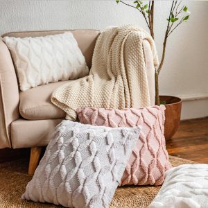 Lighteme Rhombus Plush Throw Pillow Cover