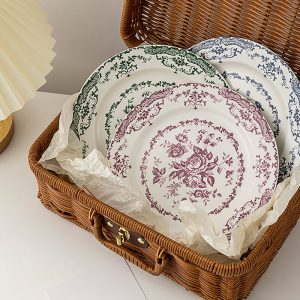 Lighteme Rose Print Ceramic Dinner Plate