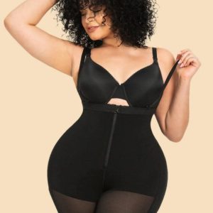 Lighteme Plus Size Slimming Zip Up Bodysuit with Butt Lifter