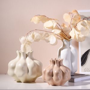 Lighteme Solid Color Cream Ceramic Vase