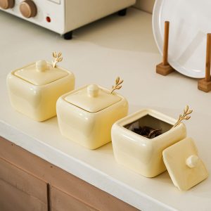 Lighteme Square Ceramic Seasoning Jar Set