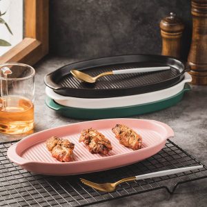 Lighteme Striped Oval Ceramic Baking Pan