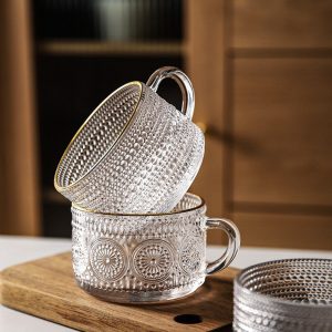 Lighteme Sunflower Embossed Glass Cup