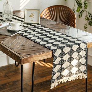Lighteme Woven Tassel Jute Table Runner