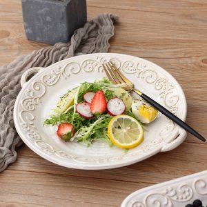 Lighteme Vintage Embossed Ceramic Dinner Plate