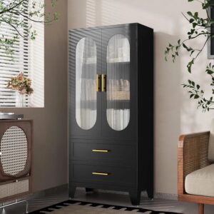 Tess Black Cabinet With Glass