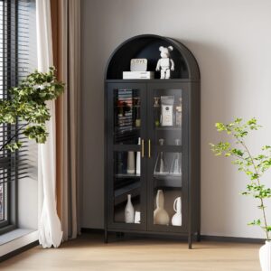 Halle Black Arched Storage Display Cabinet